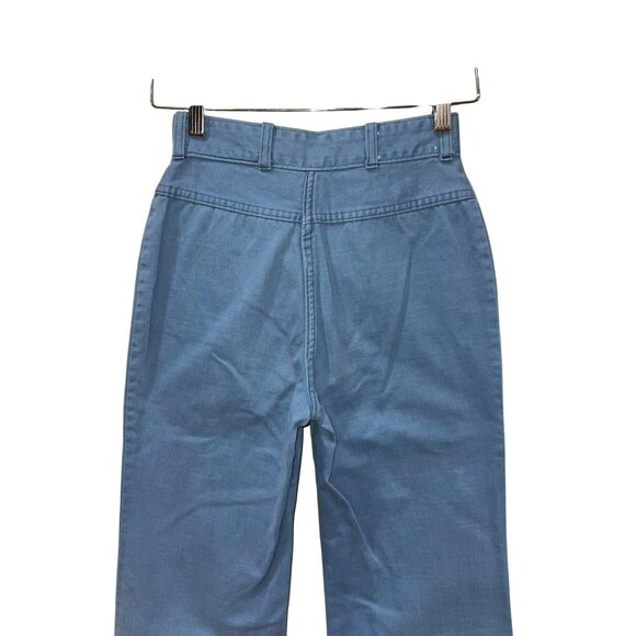 Vintage Blue Embroidered Cotton Flare Pants With Butterfly & Flower Design Size - Picture 4 of 7